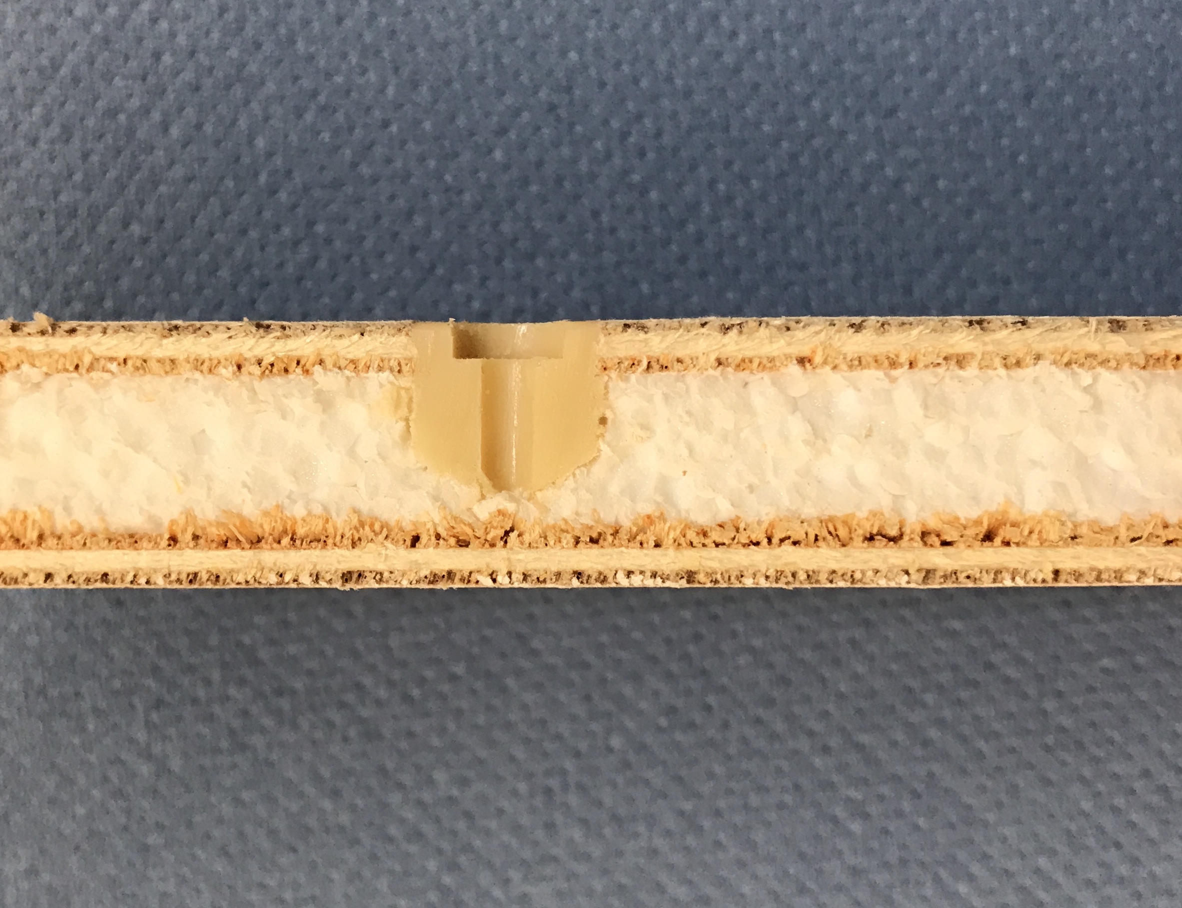 Sandwichplatte mit eingespritzter Verstärkung mittels Polyuera-Klebstoff